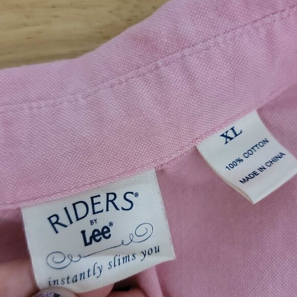 Riders by Lee Roll Sleeve Button Down Collar Shirt Pink Size XL - Picture 4 of 14